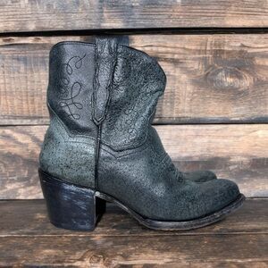 Dan Post Boho Distressed Leather Sz 7 1/2 Western Ankle Cowboy Boots